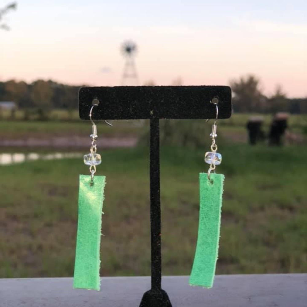 New Leather Teal Earrings